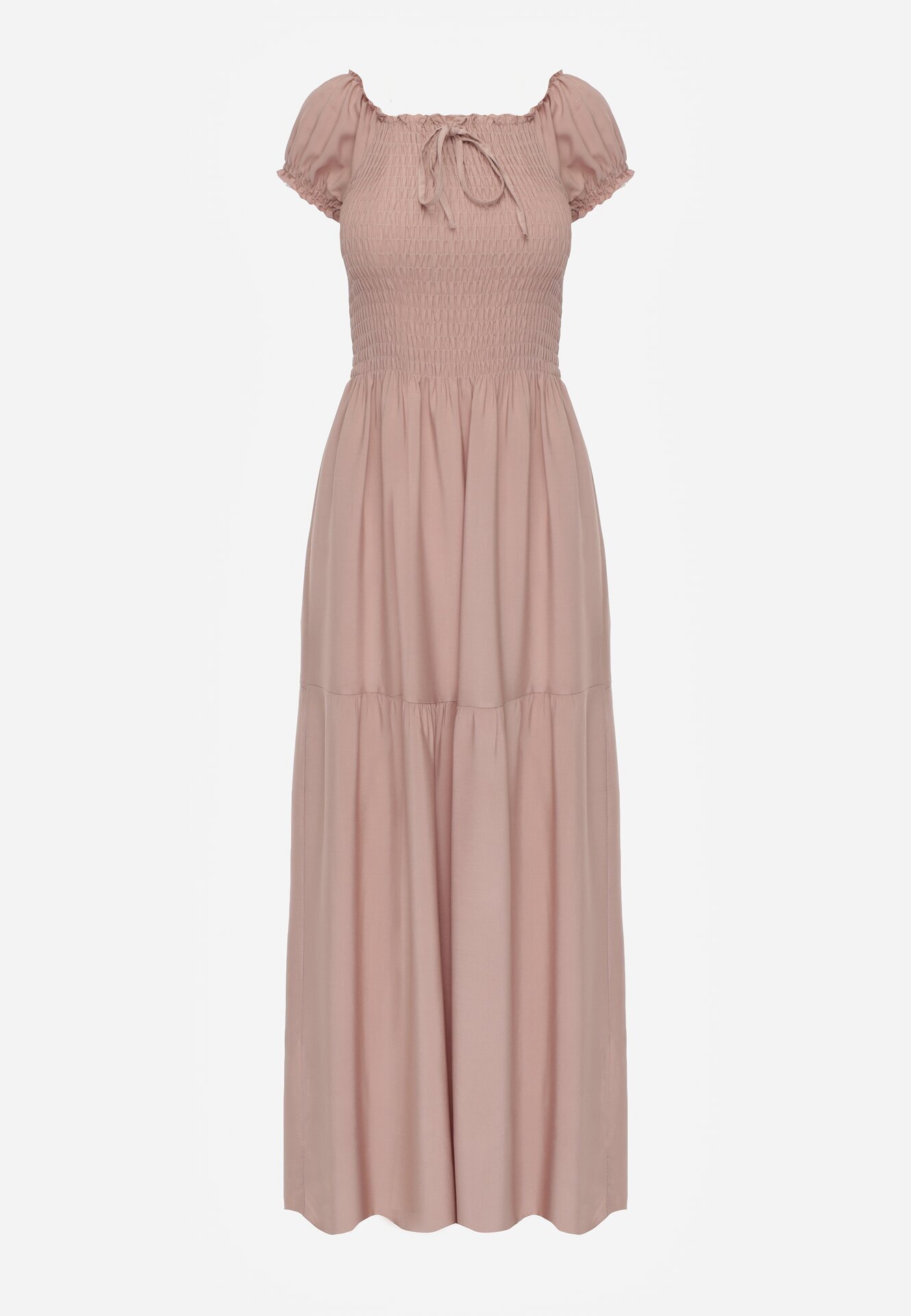 j&x Rochie Bej Viscoză Stil Spaniol Cu Top Încrețit Jenanira