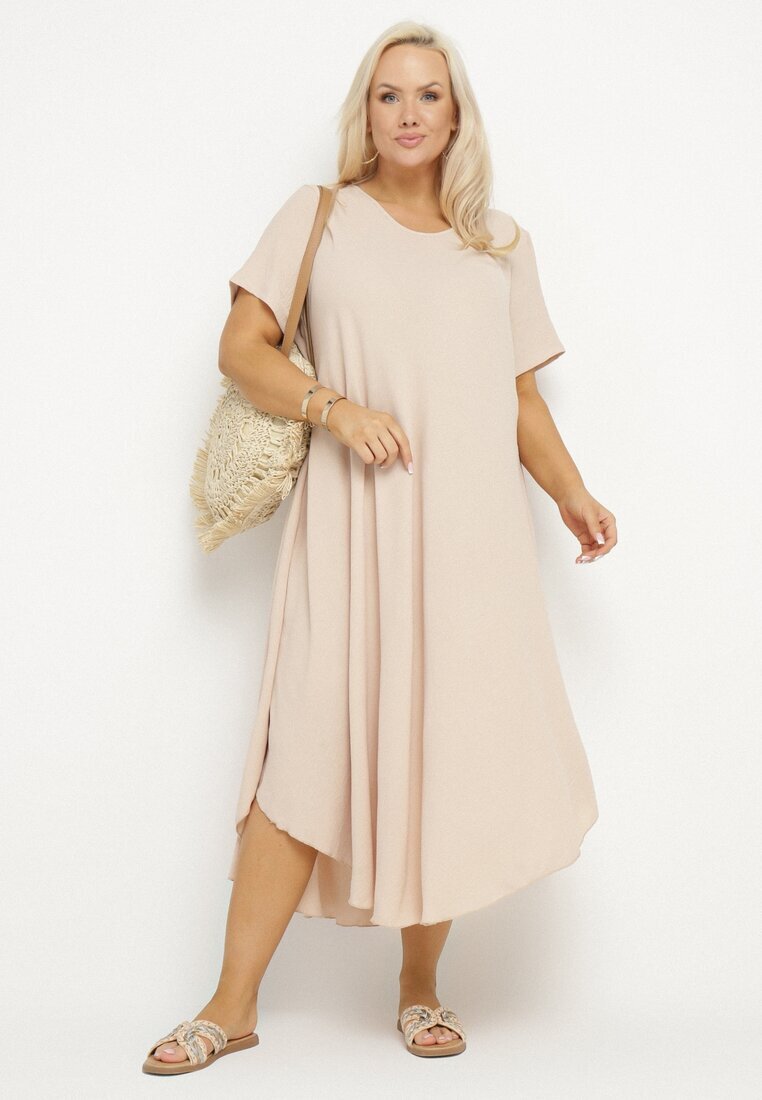 j&x Rochie bejă evazată din Bumbac Elzedia