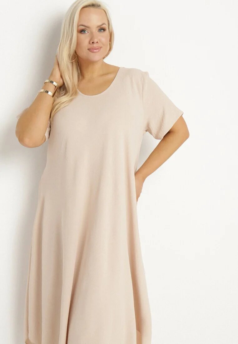 j&x Rochie bejă evazată din Bumbac Elzedia