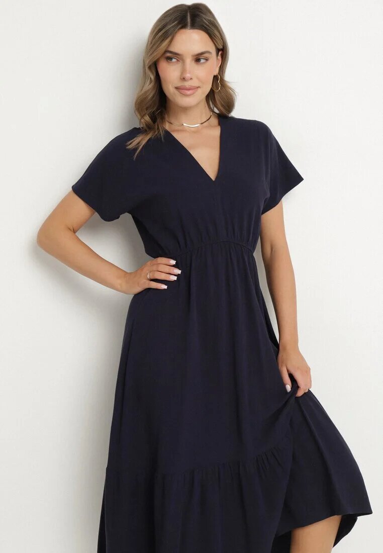 j&x Rochie Bleumarin cu In și Viscoză Decorată cu Nod Elliova