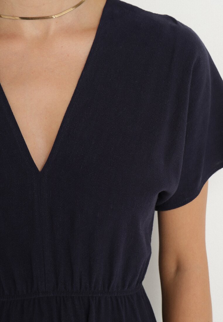 j&x Rochie Bleumarin cu In și Viscoză Decorată cu Nod Elliova