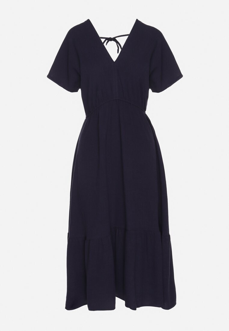 j&x Rochie Bleumarin cu In și Viscoză Decorată cu Nod Elliova