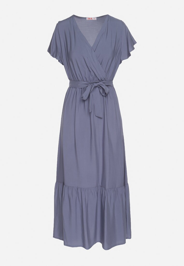 j&x Rochie Bleumarin din Viscoză cu decolteu petrecut cu centură Savorlisse
