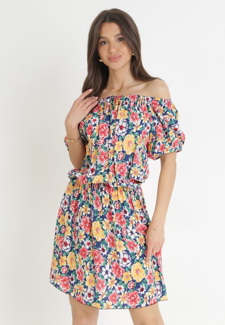 j&x Rochie Bleumarin-Galbenă Spaniolă cu elastic în talie Cedrinth