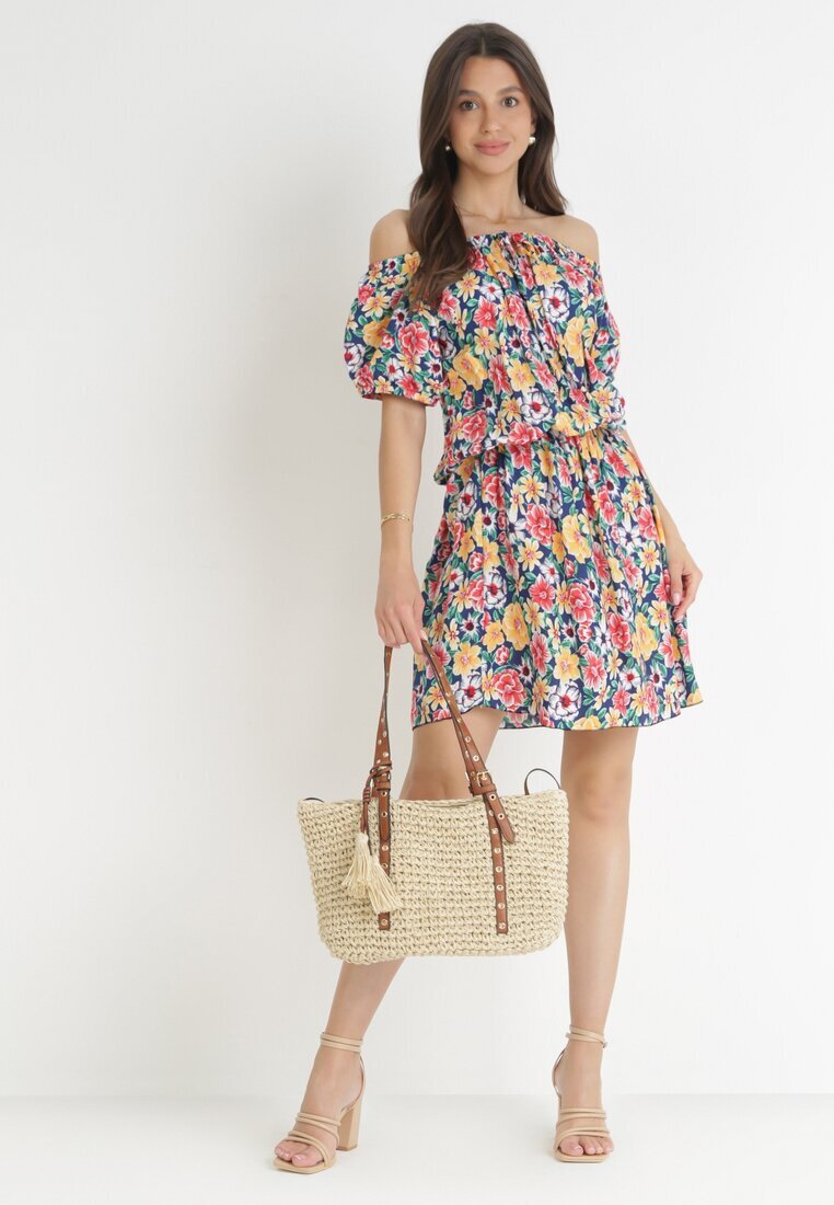 j&x Rochie Bleumarin-Galbenă Spaniolă cu elastic în talie Cedrinth
