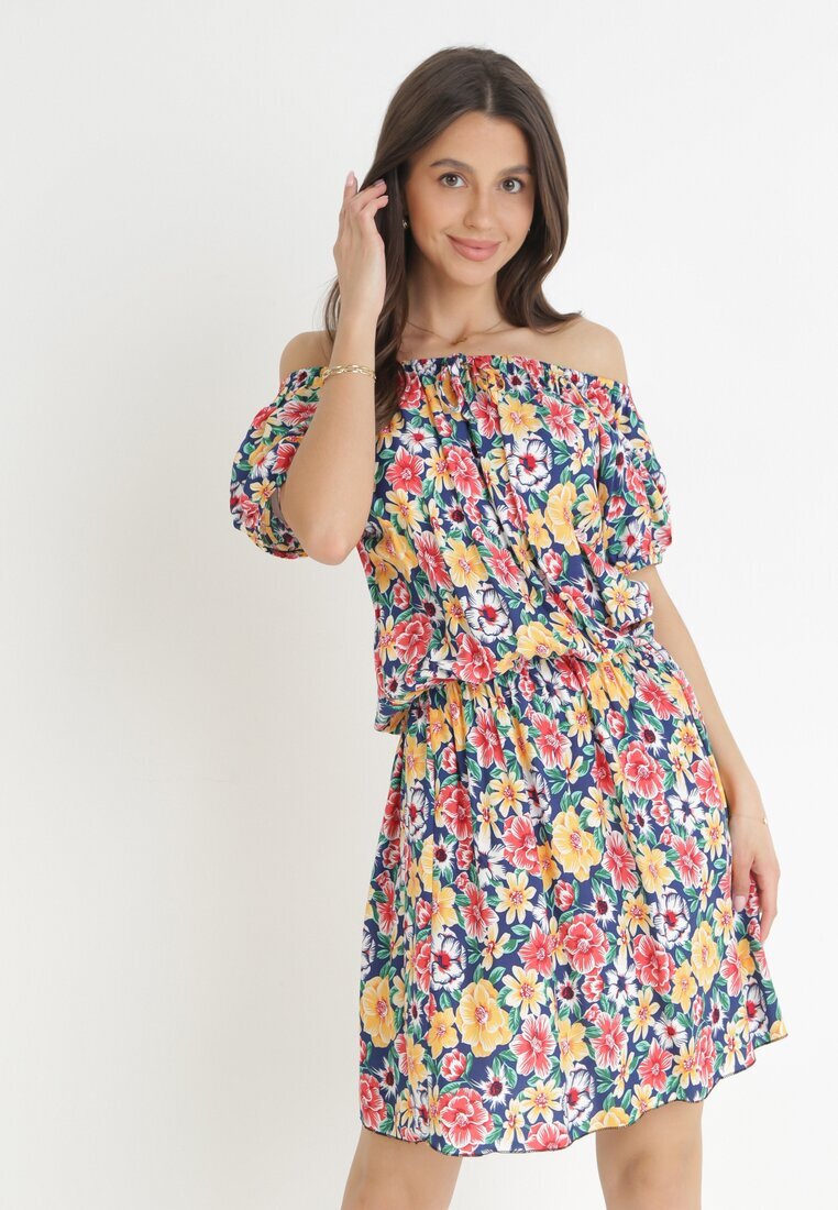 j&x Rochie Bleumarin-Galbenă Spaniolă cu elastic în talie Cedrinth