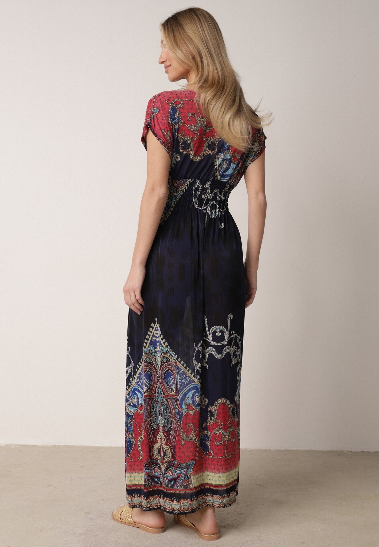 j&x Rochie Bleumarin Petrecută cu Model Etnic Matanira