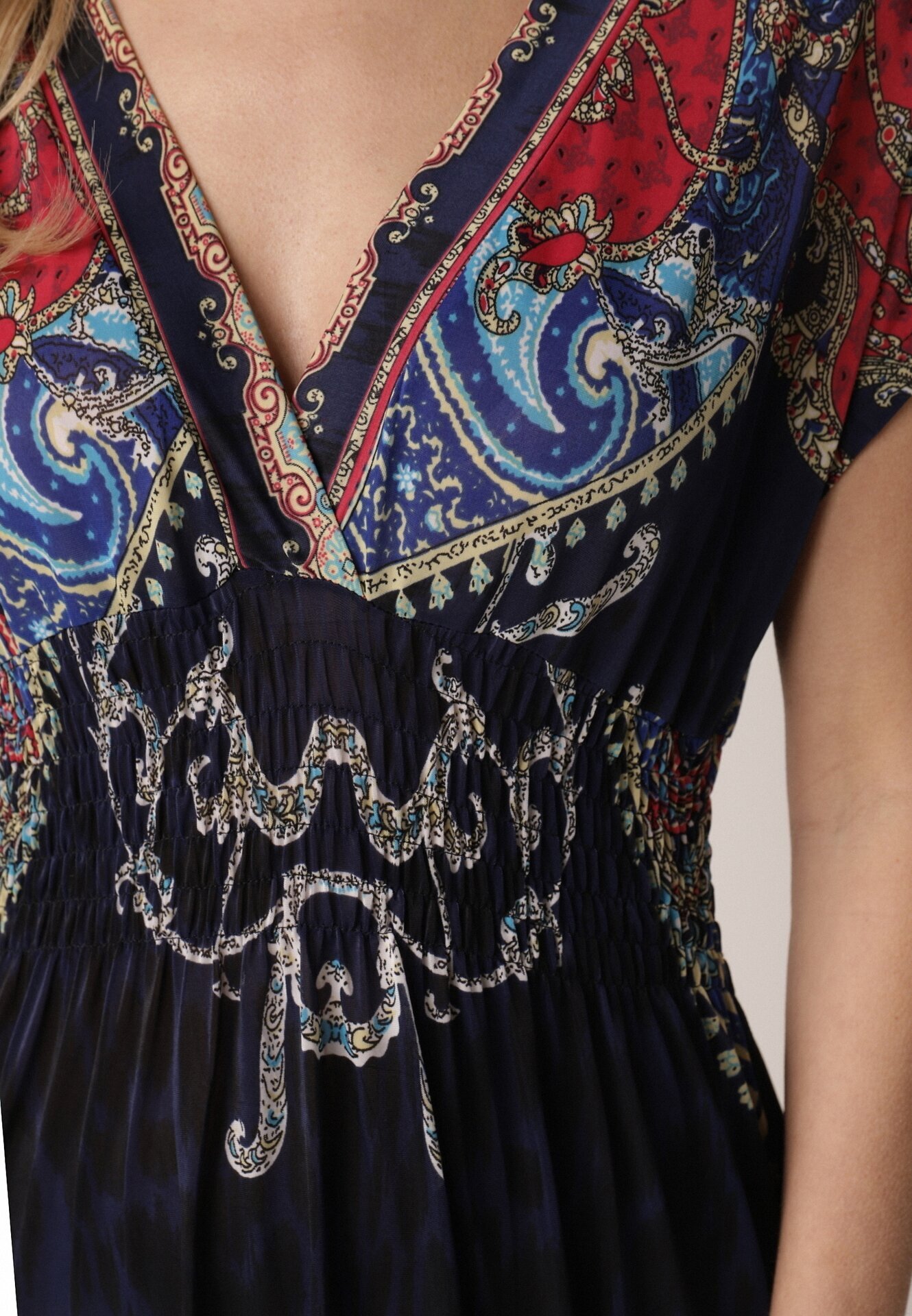 j&x Rochie Bleumarin Petrecută cu Model Etnic Matanira