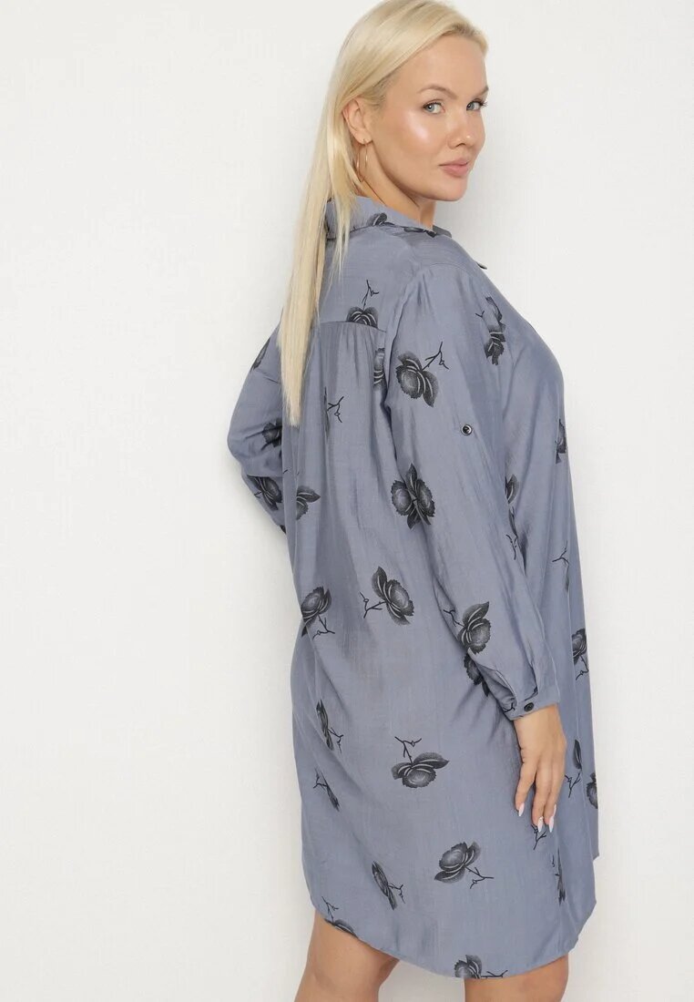 j&x Rochie bleumarin tip cămașă cu nasturi și mâneci reglabile Xatella