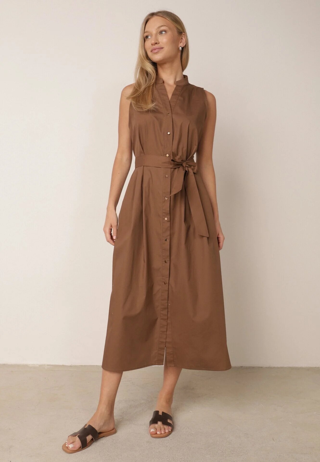 j&x Rochie-cămașă din bumbac decorată cu dungi Selantei Maro