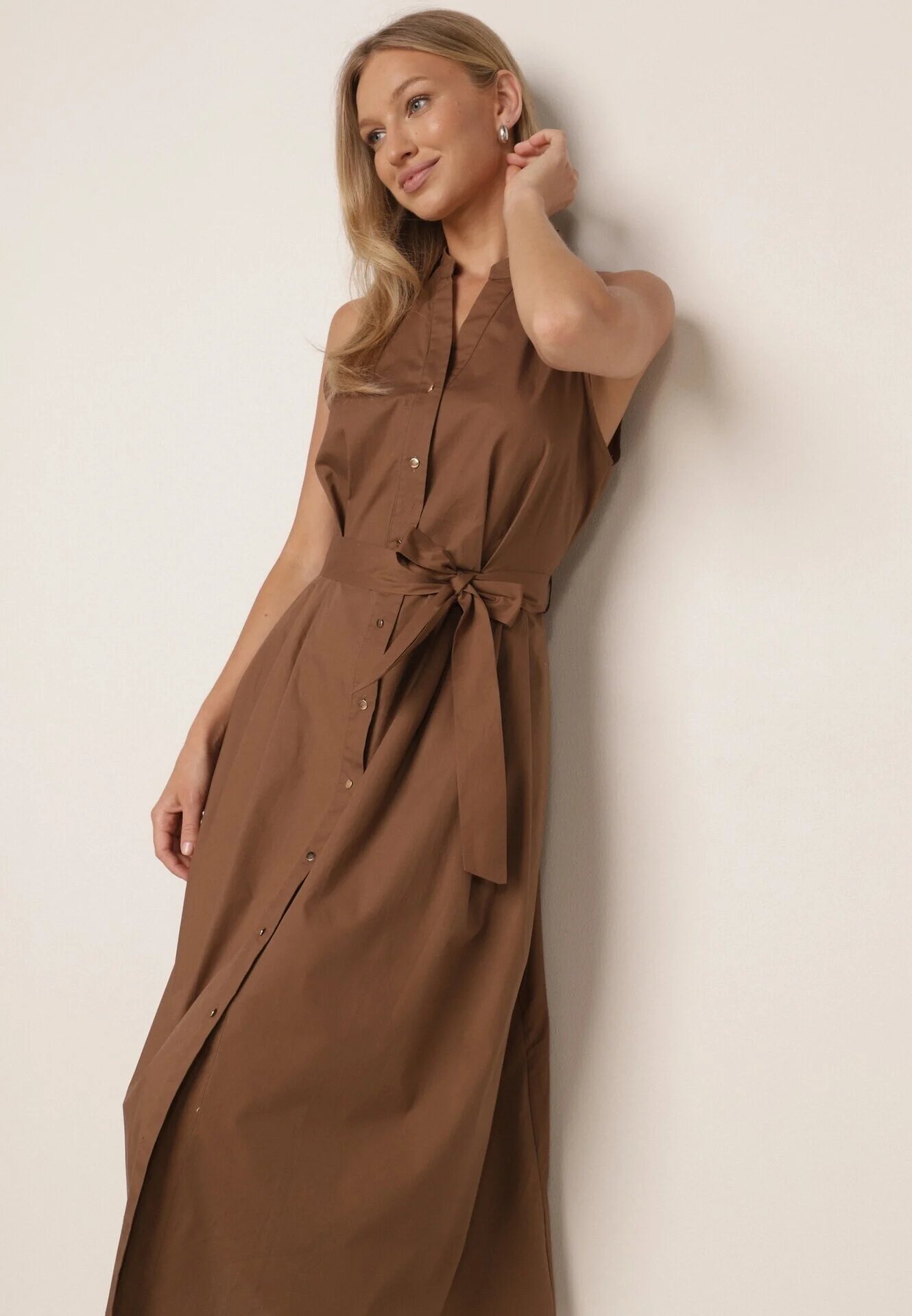 j&x Rochie-cămașă din bumbac decorată cu dungi Selantei Maro