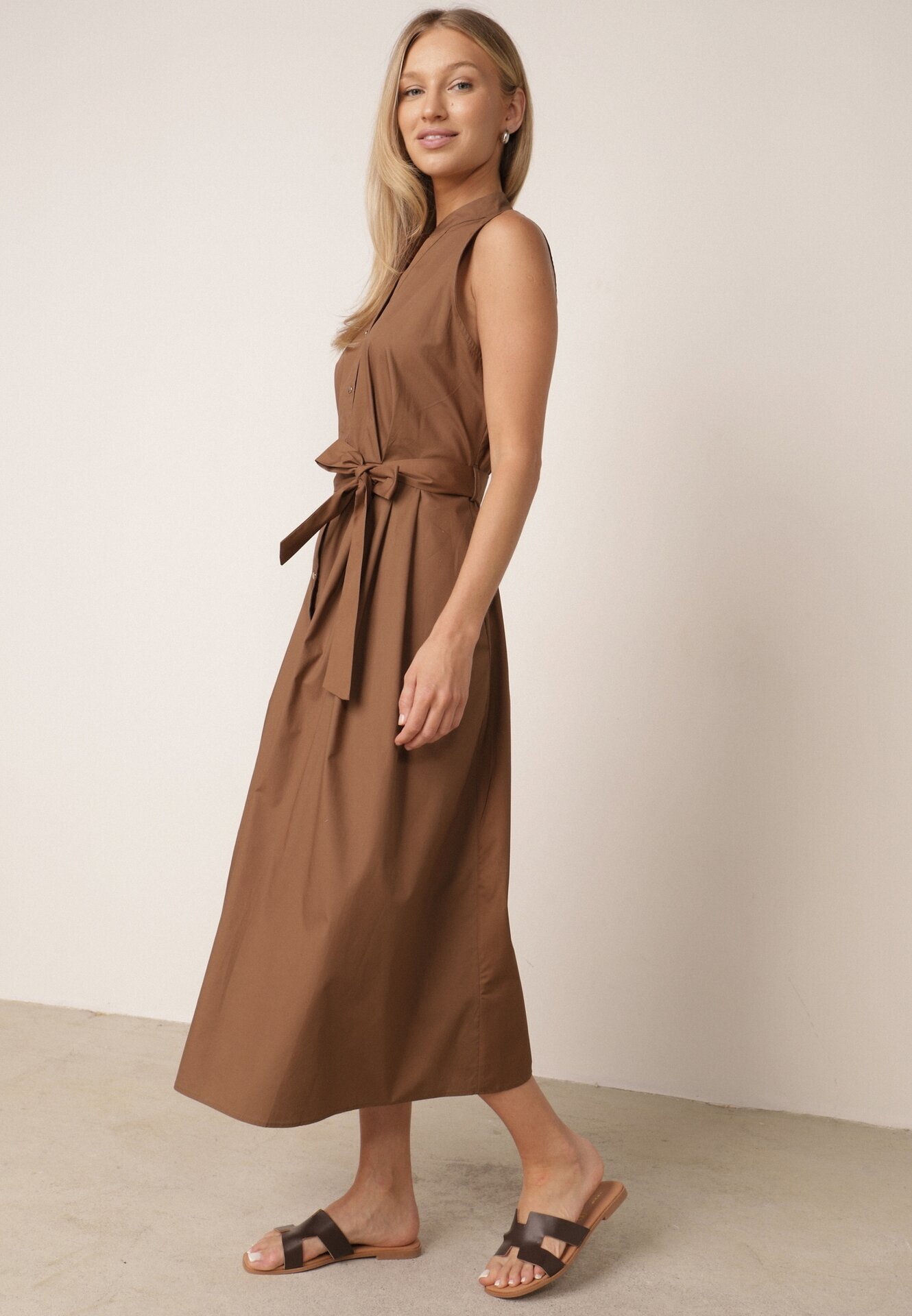 j&x Rochie-cămașă din bumbac decorată cu dungi Selantei Maro