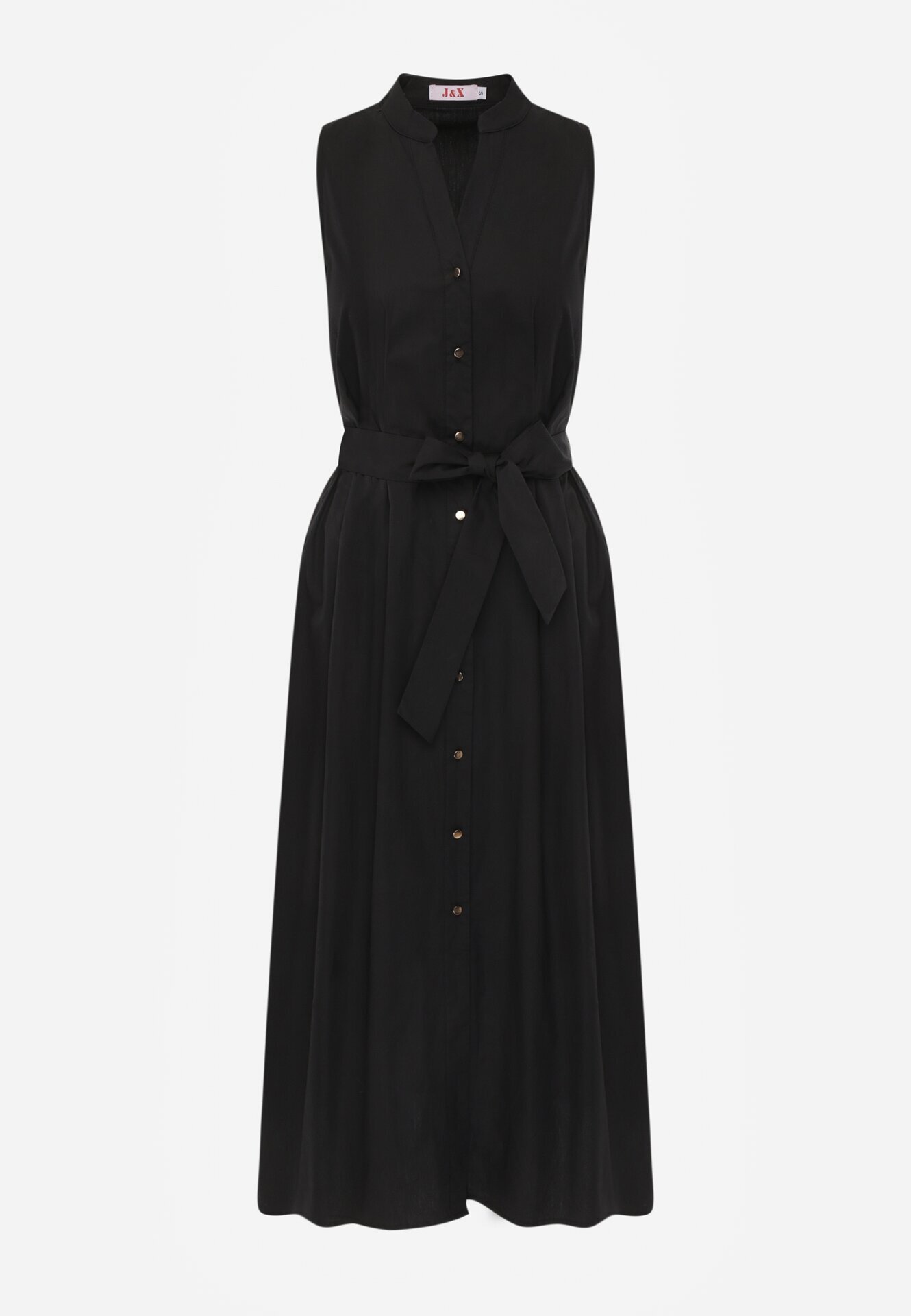 j&x Rochie-cămașă din bumbac decorată cu dungi Selantei Neagră