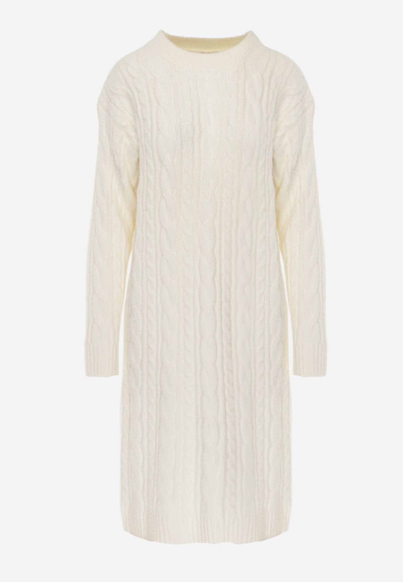 j&x Rochie clasică tricotată cu lână în relief împletit Smalt Bej deschis