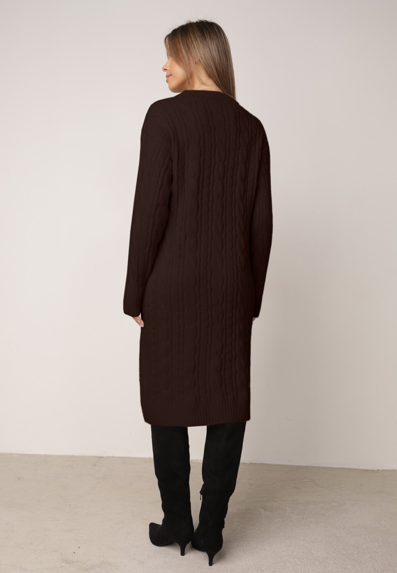 j&x Rochie clasică tricotată cu lână în relief împletit Smalt Maro
