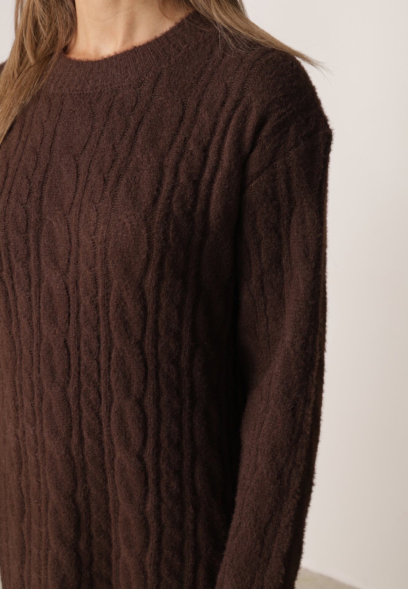 j&x Rochie clasică tricotată cu lână în relief împletit Smalt Maro