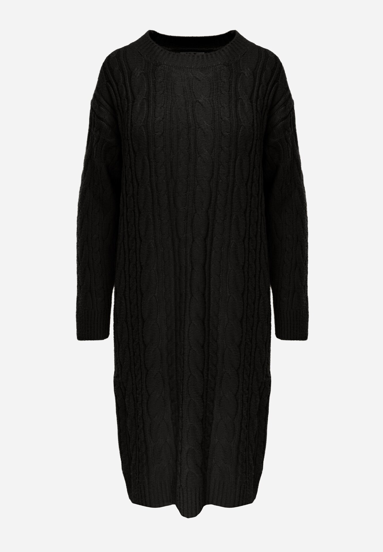 j&x Rochie clasică tricotată cu lână în relief împletit Smalt Neagră