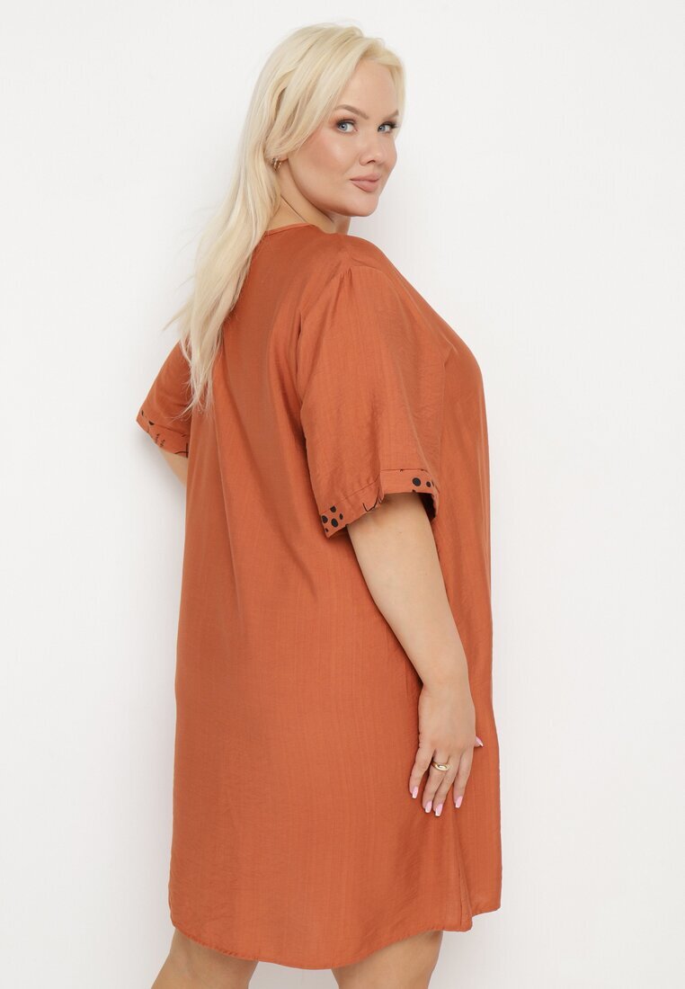 j&x Rochie din bumbac portocalie cu croi drept cu buzunare înserate decorată cu nasturi Walliana