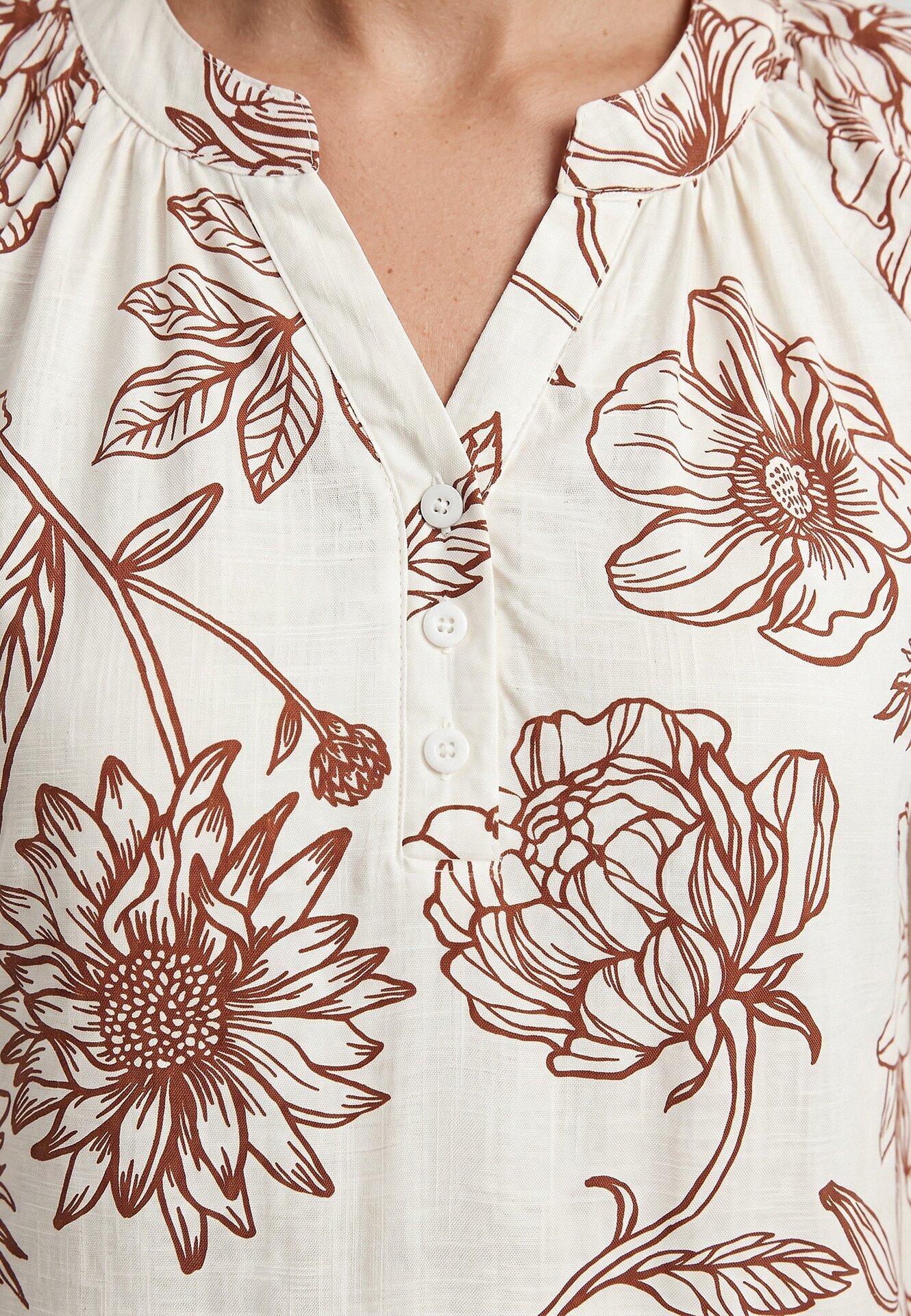 j&x Rochie din viscoză cu croială boxy și imprimeu floral Reninca Albă cu maro