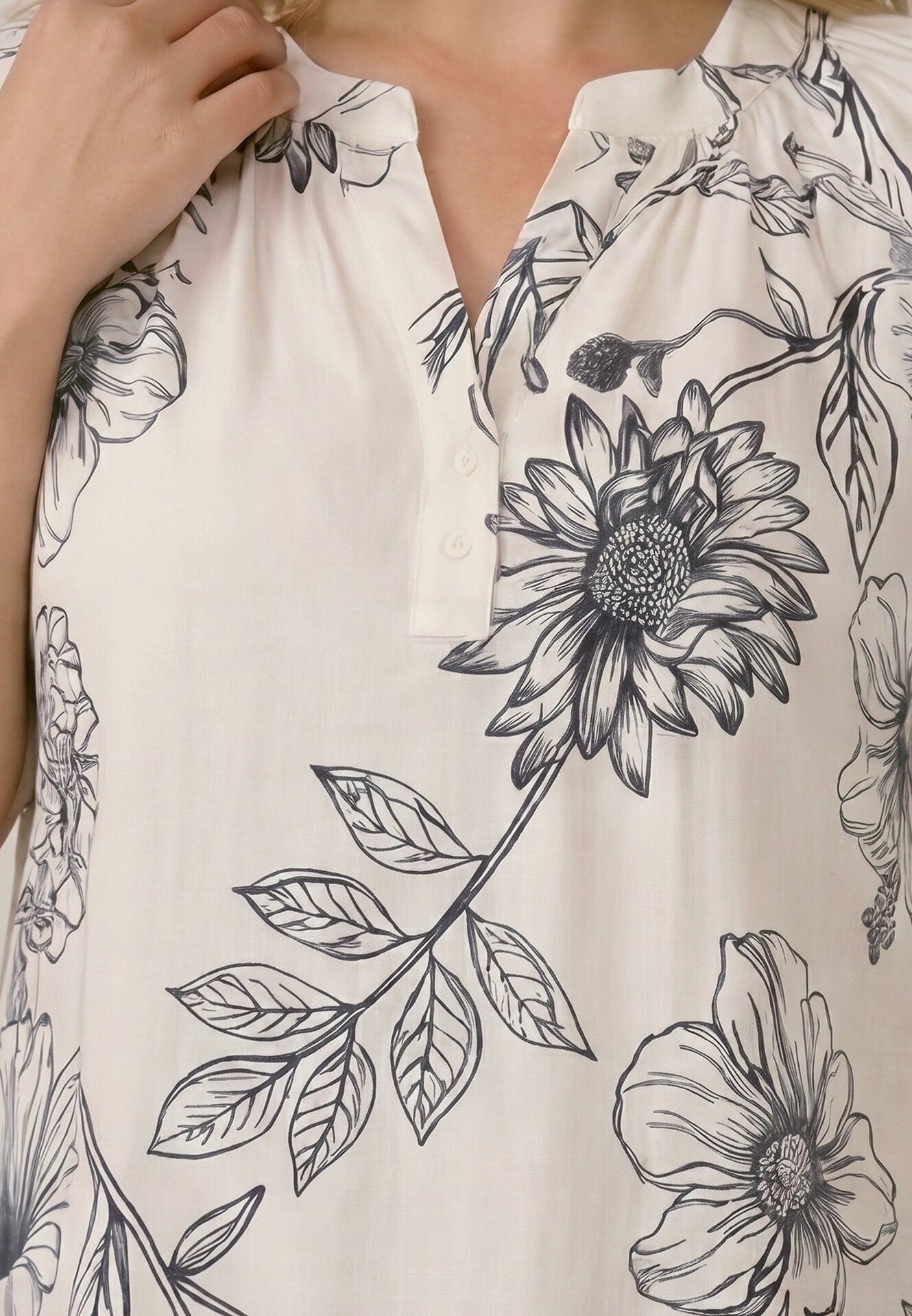 j&x Rochie din viscoză cu croială boxy și imprimeu floral Reninca Bleumarin cu alb