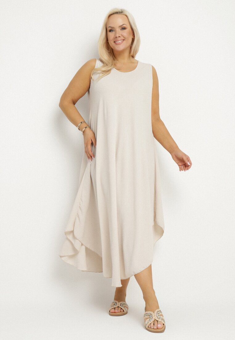 j&x Rochie Evazată Bej deschis din Bumbac Nairilo