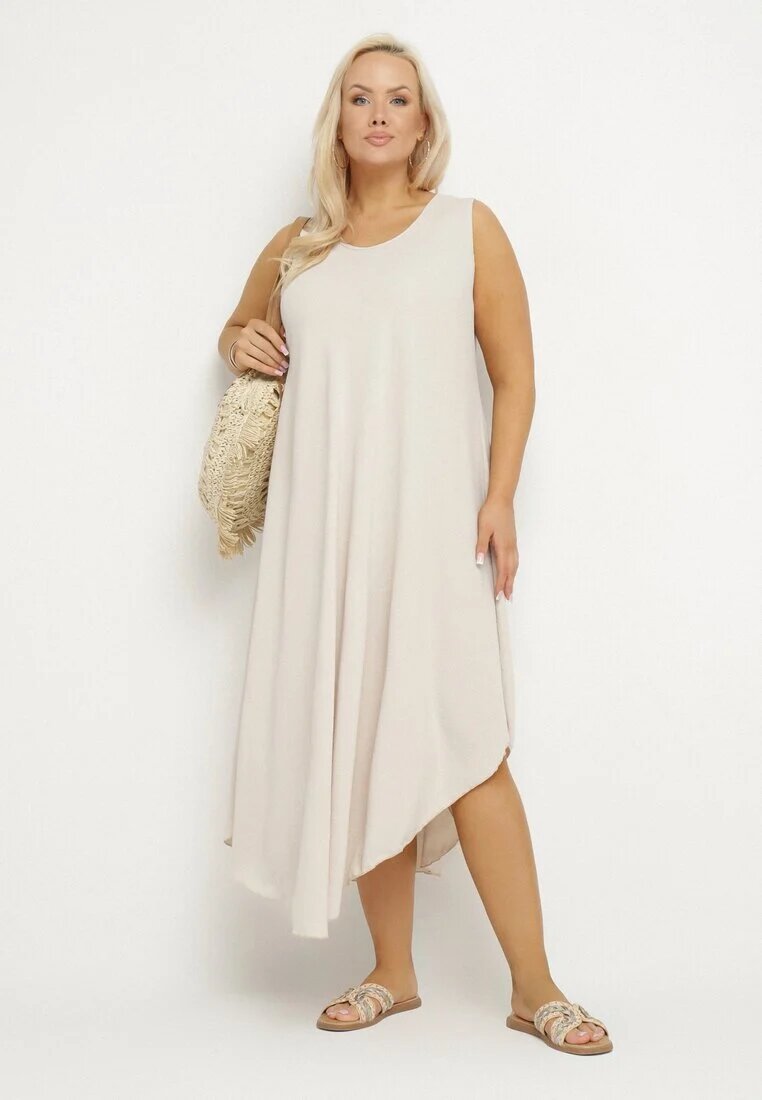 j&x Rochie Evazată Bej deschis din Bumbac Nairilo