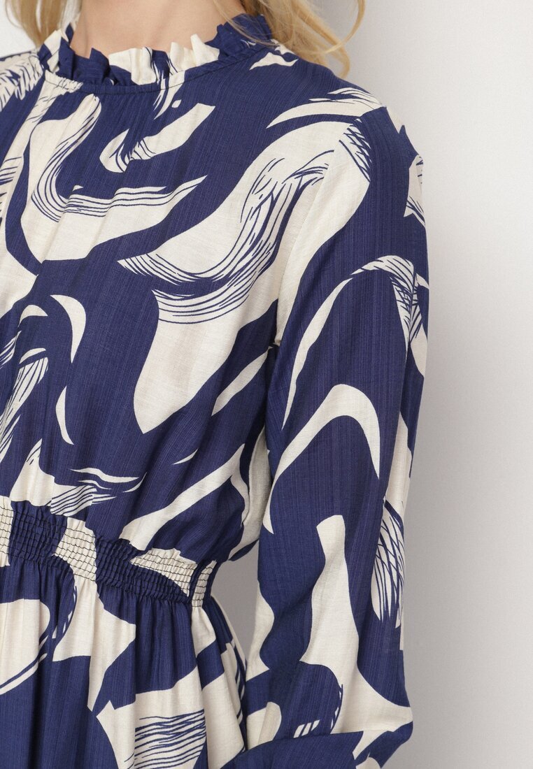 j&x Rochie Evazată Bleumarin cu bumbac cu imprimeu abstract Silsedi