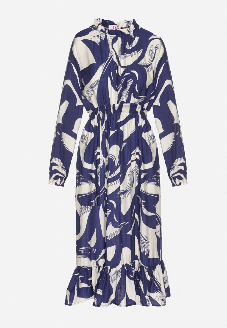 j&x Rochie Evazată Bleumarin cu bumbac cu imprimeu abstract Silsedi