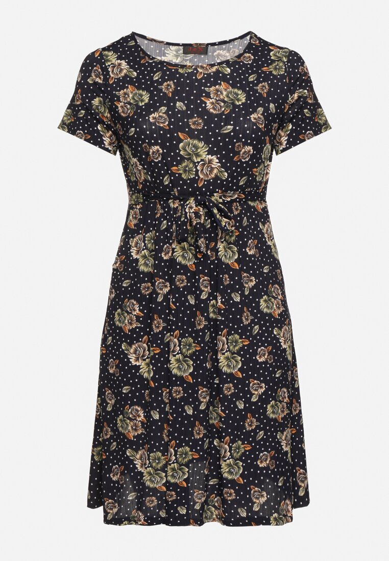 j&x Rochie Evazată Granatowo-Beżowa cu imprimeu floral Lumilisse