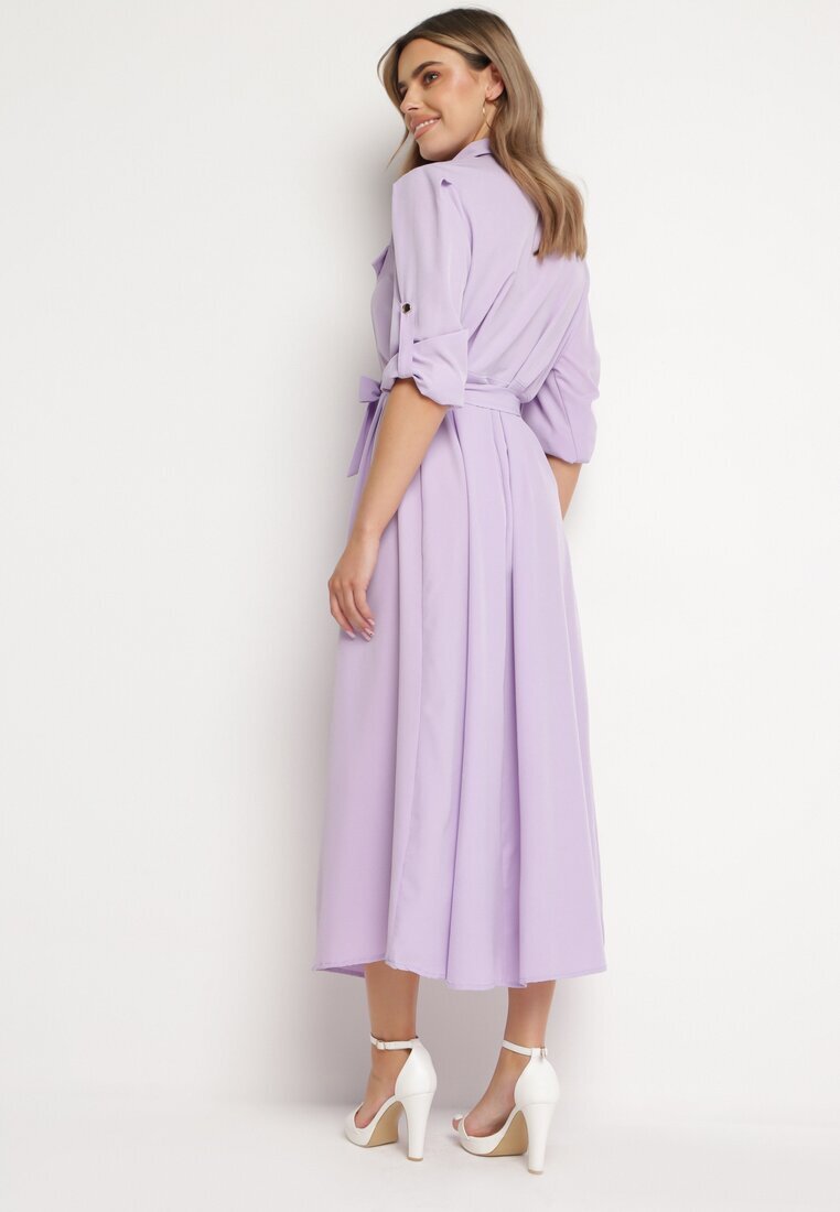 j&x Rochie evazată mov deschis Maxi cu bust tip cămașă și cordon Indiga