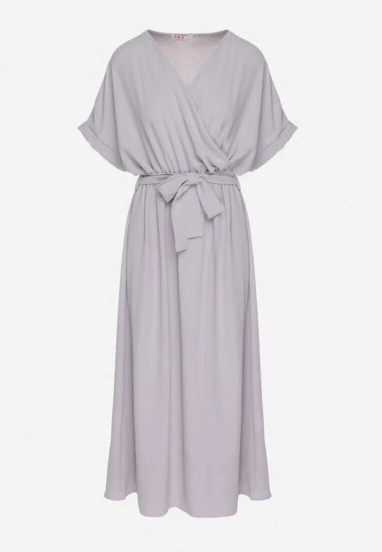 j&x Rochie Gri din Bumbac și Centură Decorativă Lunistra