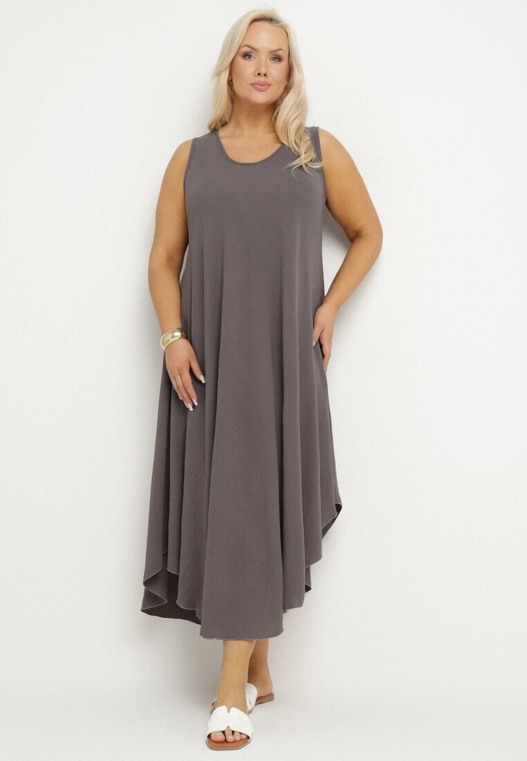 j&x Rochie Gri Evazată din Bumbac Nairilo