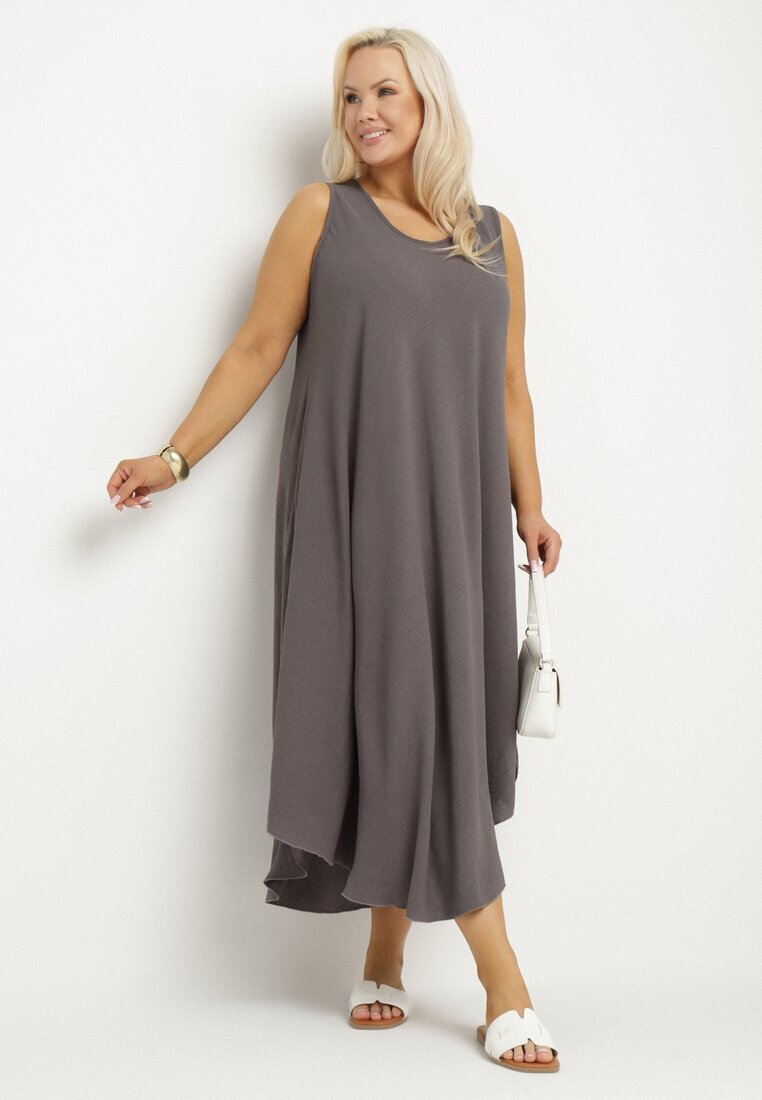 j&x Rochie Gri Evazată din Bumbac Nairilo