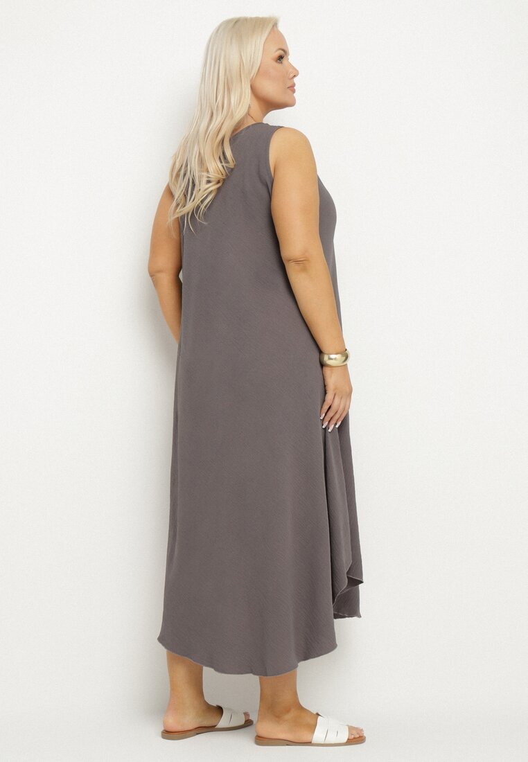 j&x Rochie Gri Evazată din Bumbac Nairilo