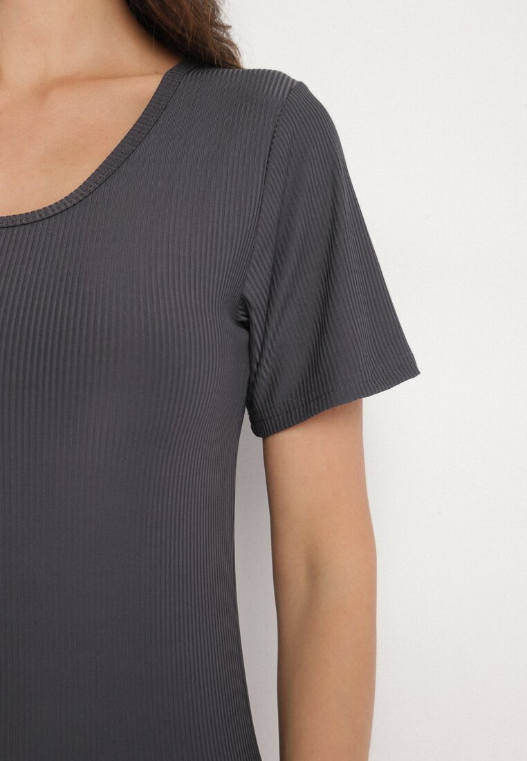 j&x Rochie Gri închis Casual din Bumbac Lumelisse