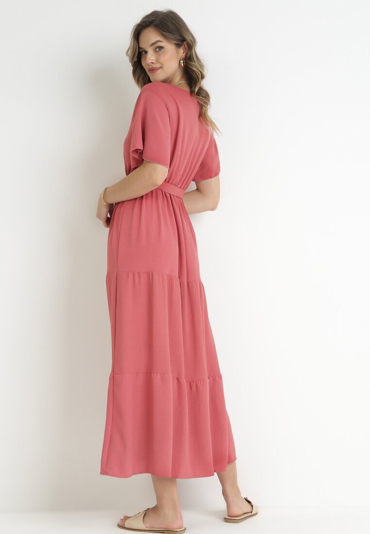 j&x Rochie Maxi roz închisă cu elastic în talie și centură din material Kiriane