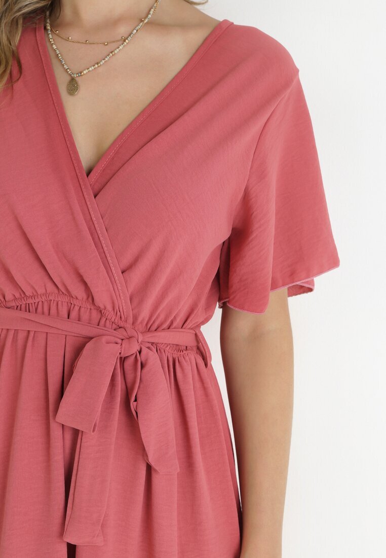 j&x Rochie Maxi roz închisă cu elastic în talie și centură din material Kiriane