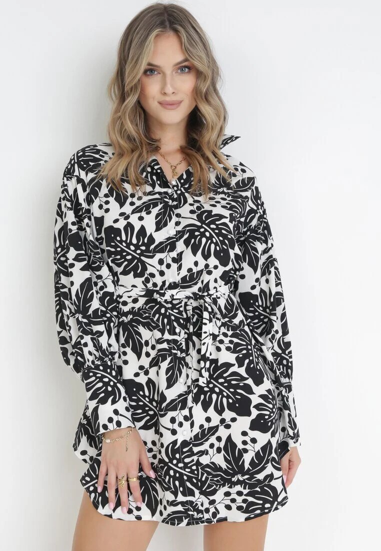 j&x Rochie mini de tip cămașă neagră cu curea textilă și manșete largi Fidonisa