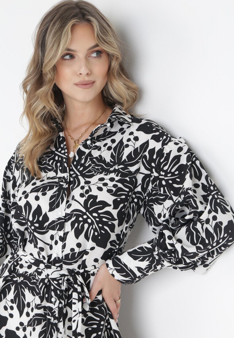 j&x Rochie mini de tip cămașă neagră cu curea textilă și manșete largi Fidonisa