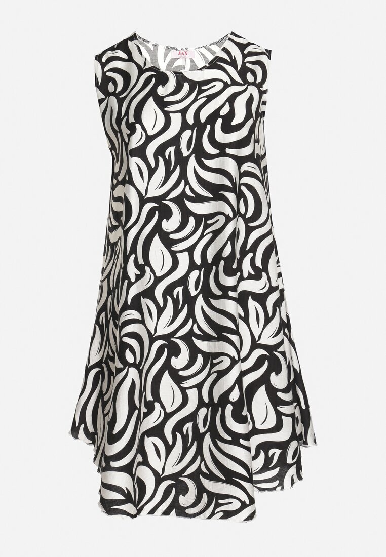 j&x Rochie Neagră Cloș din Viscoză cu Croi Trapezoidal Fără Mâneci Folariela