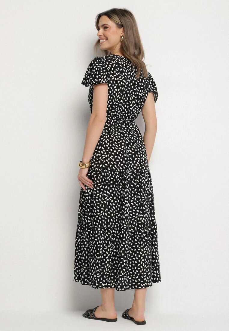 j&x Rochie Neagră cu Bumbac și Model Geometric Lunavella