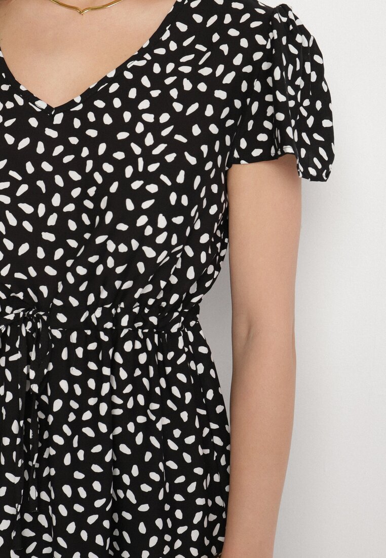 j&x Rochie Neagră cu Bumbac și Model Geometric Lunavella