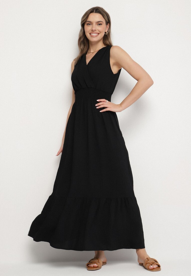 j&x Rochie neagră cu croi cloș fără mâneci cu decolteu petrecut Filoria