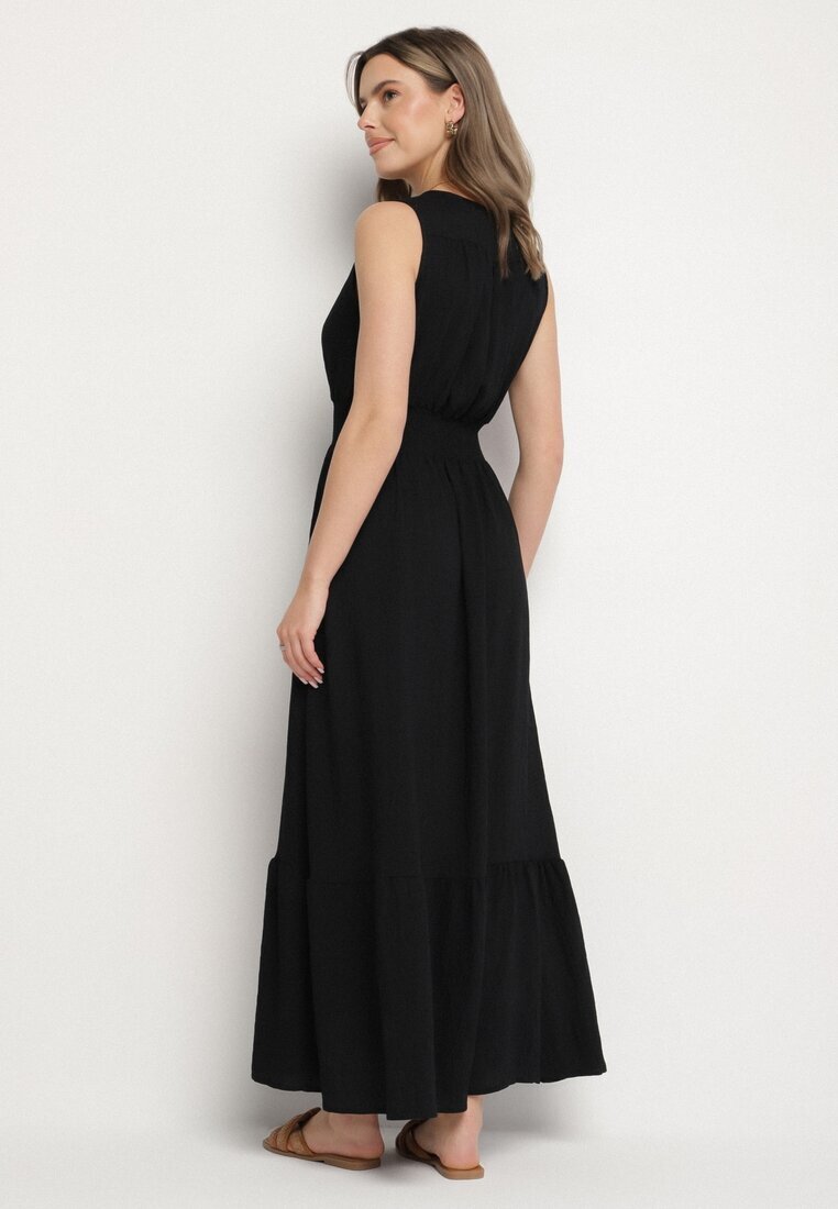 j&x Rochie neagră cu croi cloș fără mâneci cu decolteu petrecut Filoria