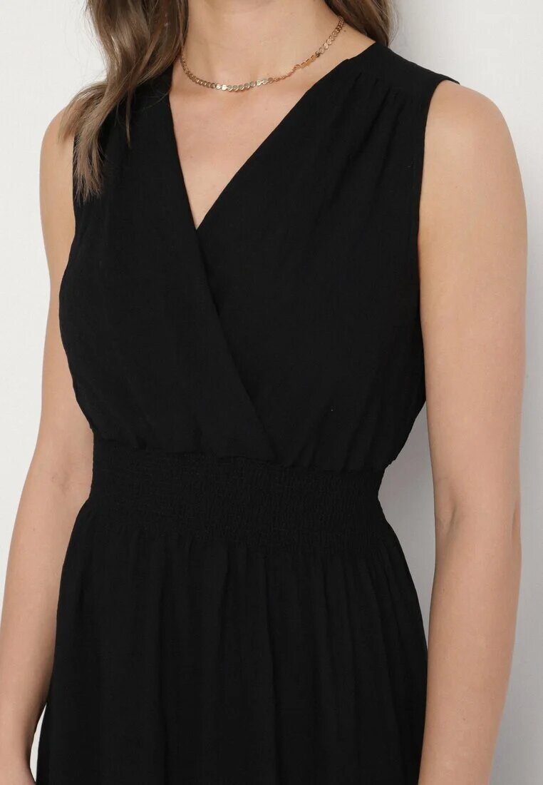j&x Rochie neagră cu croi cloș fără mâneci cu decolteu petrecut Filoria