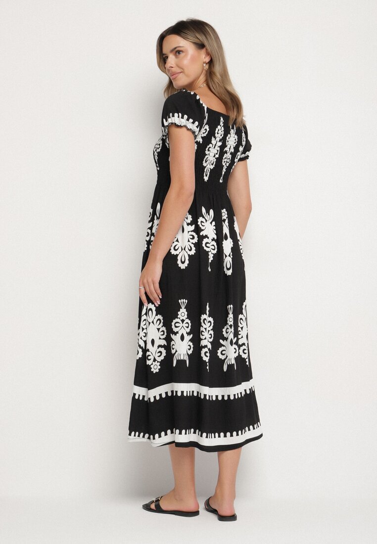 j&x Rochie Neagră cu croială spaniolă decorată cu model oriental Aravine