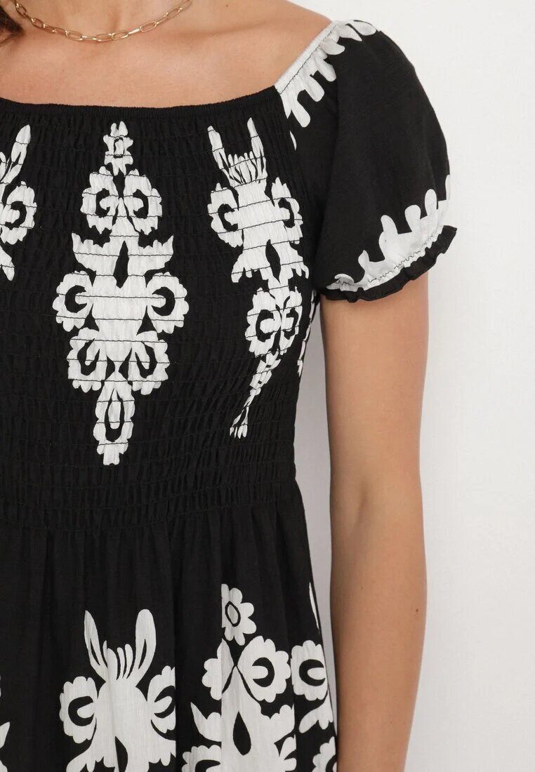 j&x Rochie Neagră cu croială spaniolă decorată cu model oriental Aravine