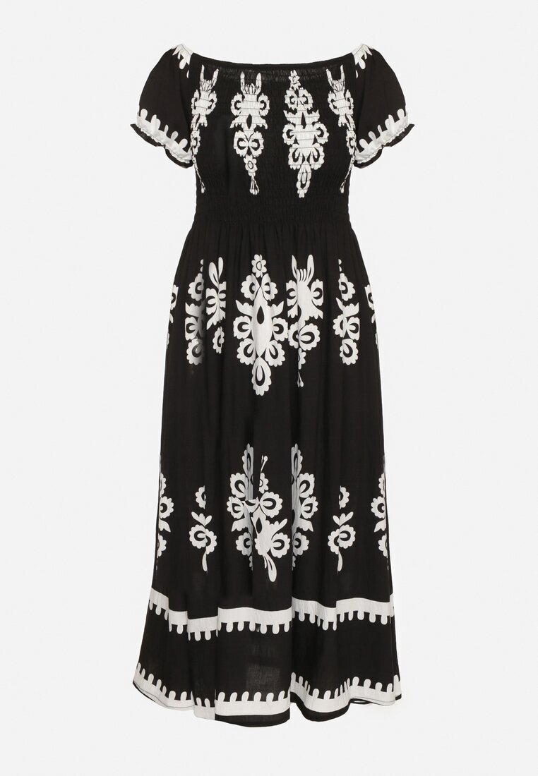 j&x Rochie Neagră cu croială spaniolă decorată cu model oriental Aravine
