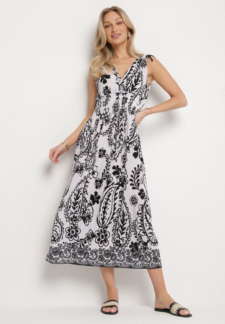 j&x Rochie neagră cu imprimeu floral și decolteu petrecut cu elastic în talie Orrune