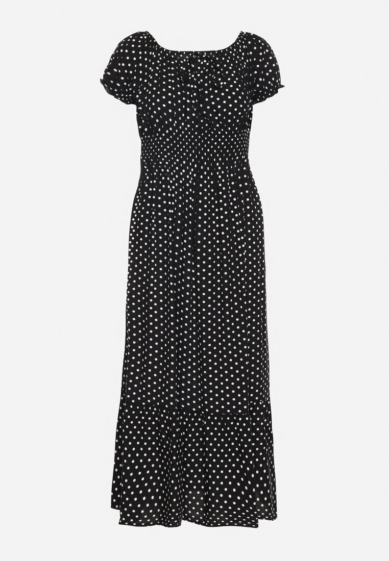 j&x Rochie Neagră din Bumbac cu Buline Ellisla
